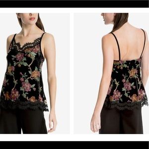 Max Studio Floral Print Lace Trim Camisol Rose XS